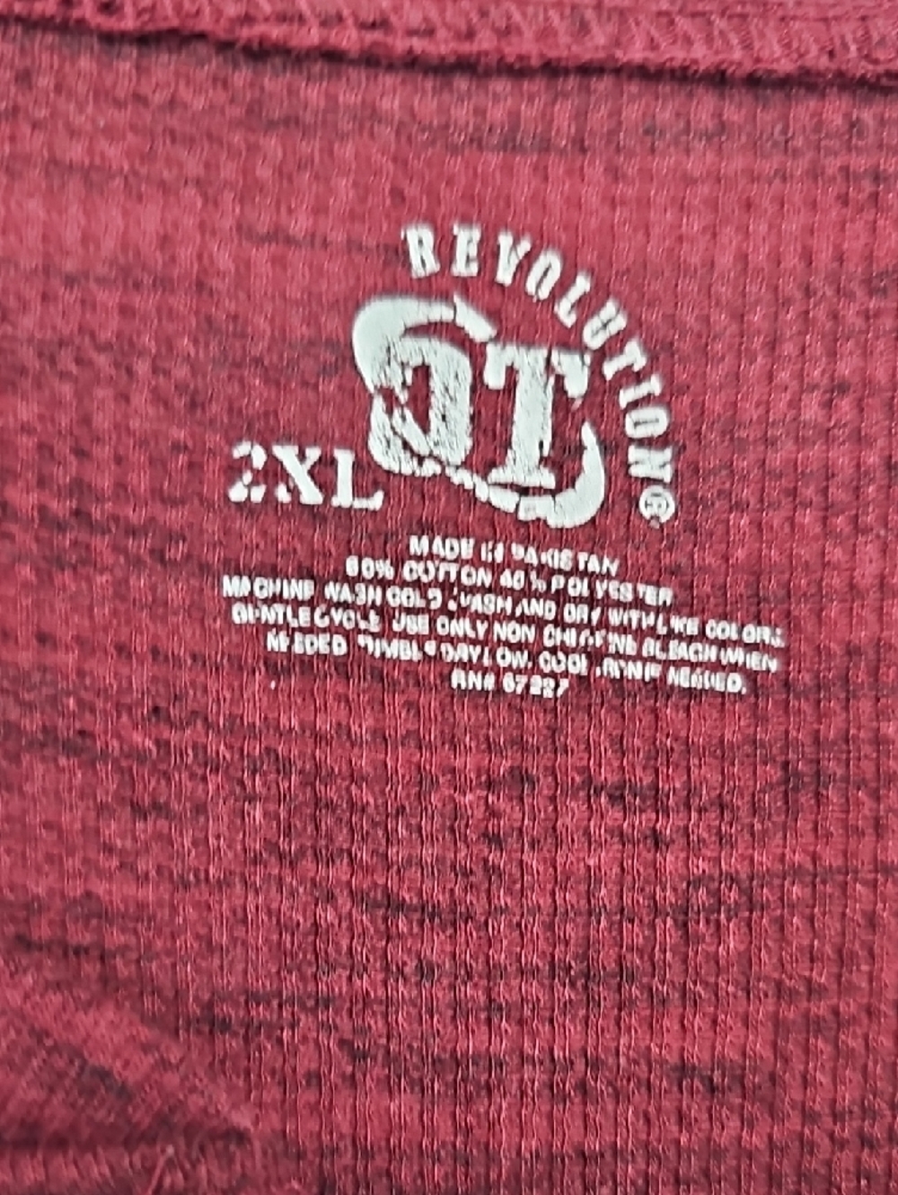 Revolution Men's Long Sleeve Henley - Burgundy - Picture 2 of 3